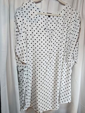torrid White and Black Polka Dot Blouse